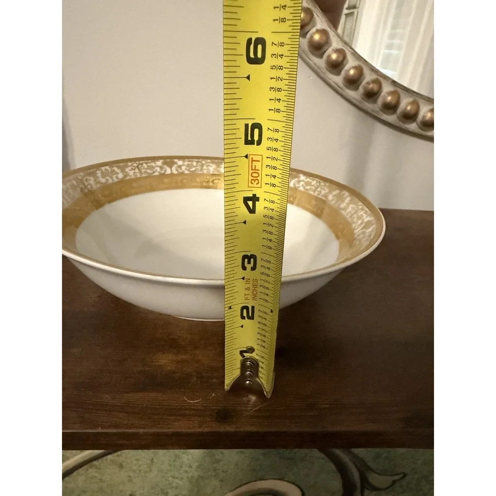 Vintage GNA Fine Porcelain GNA9 Gold Encrusted Rimmed Serving Bowl 9.5